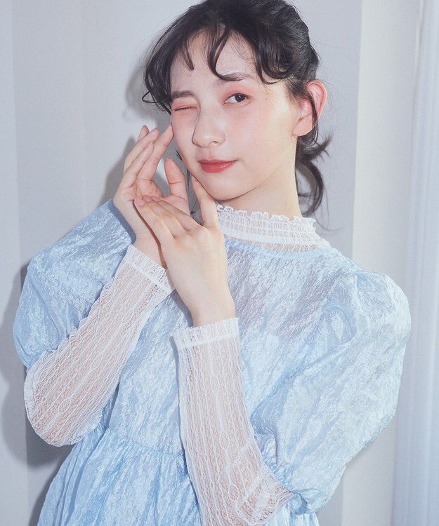 earth music&ecology シアージャガードペプラムチュニック Sax