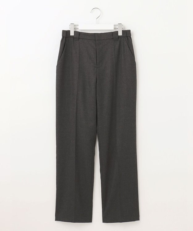 自由区 【洗える】ウォッシャブルハイカウントフラノ ストレートパンツ グレー系