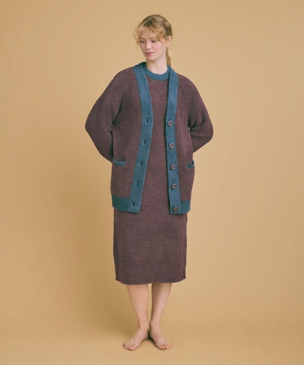 une nana cool カラーブロッキング　カーディガン ブラウン