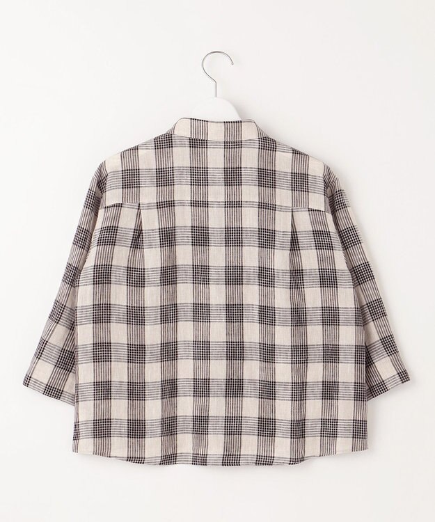J.PRESS LADIES 【洗える】フレンチリネン チェック ブラウス ブラック×ベージュチェック系3