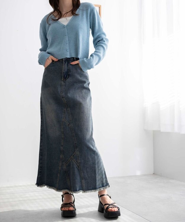 WEGO バルキーヒール細ストラップサンダル ブラック