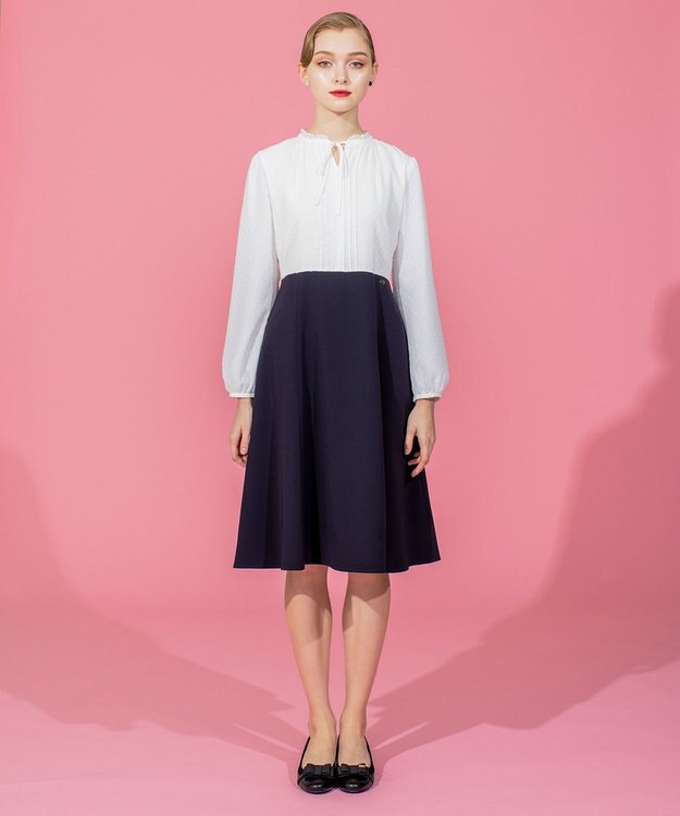 TOCCA 【洗える】SUNNY 長袖ドレス ネイビー系