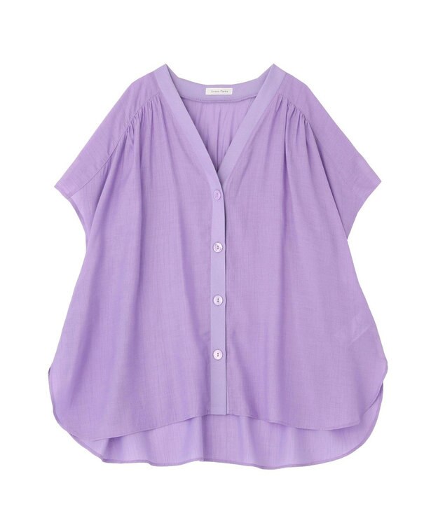 Green Parks フレンチスリーブリブドッキングシャツ Purple