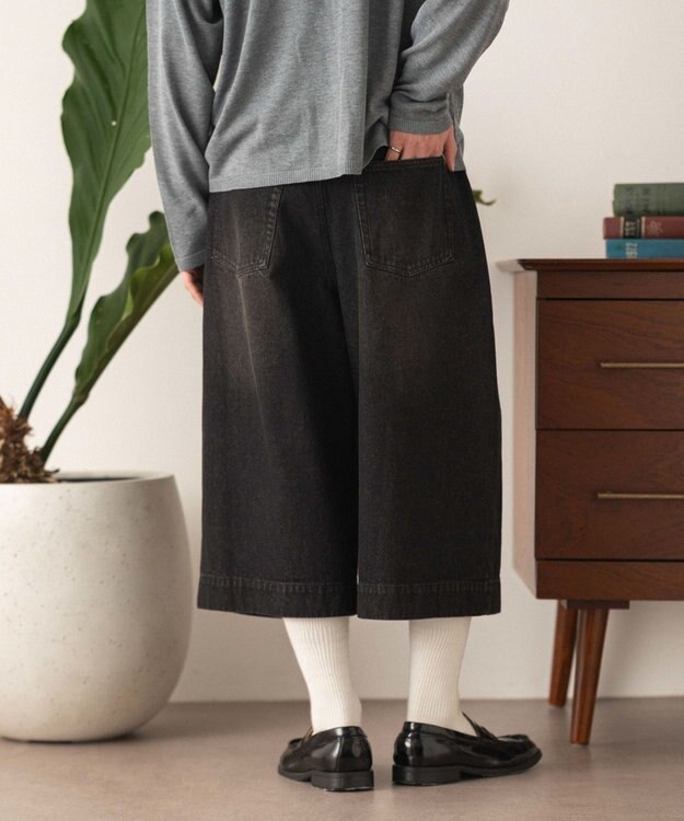 WEGO クロップドワイドデニムパンツ デニムブラックソノタ