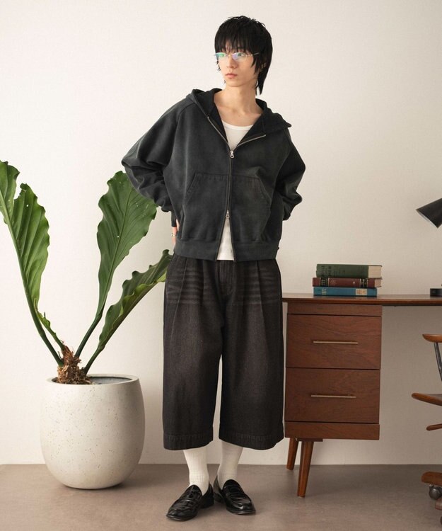 WEGO クロップドワイドデニムパンツ デニムブラックソノタ