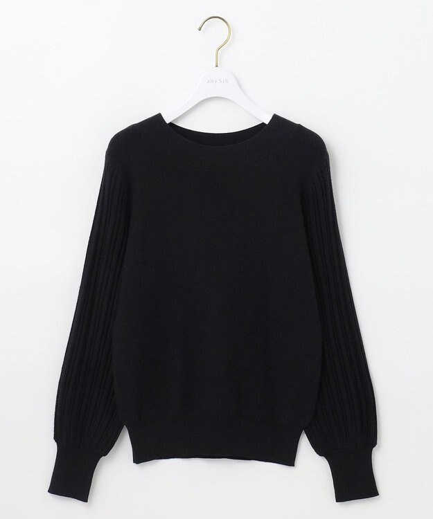 ANY SIS 【洗える】冬のシャルマン パフスリーブ ニット ブラック