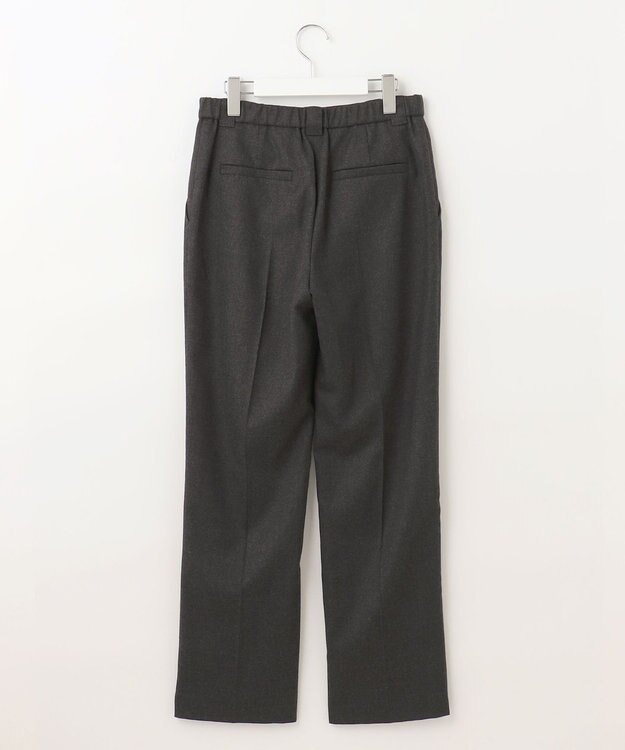 自由区 【洗える】ウォッシャブルハイカウントフラノ ストレートパンツ グレー系