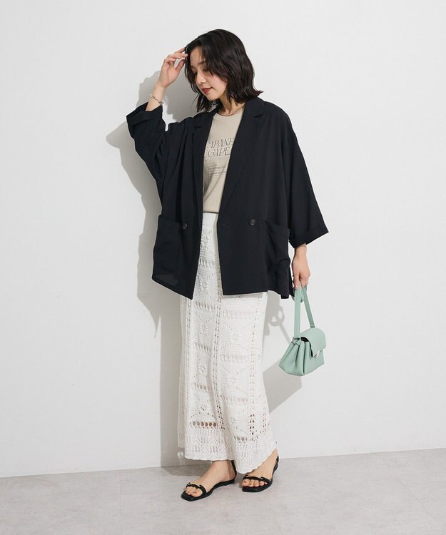 Green Parks クロシェニットスカート White