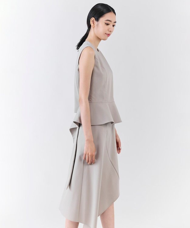 23区 S 【エステータ】ライトダブルクロス バックリボン ペプラムトップス ベージュ系