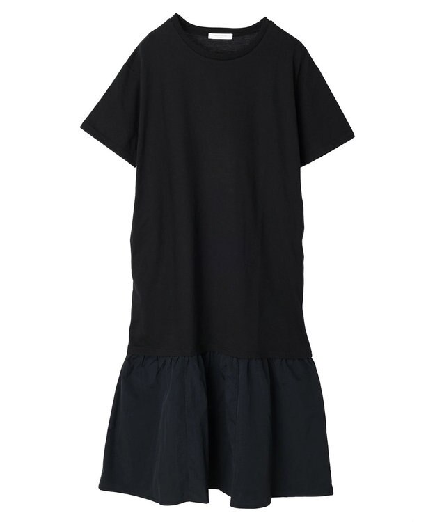 Green Parks 裾切り替えＴＥＥワンピース Black
