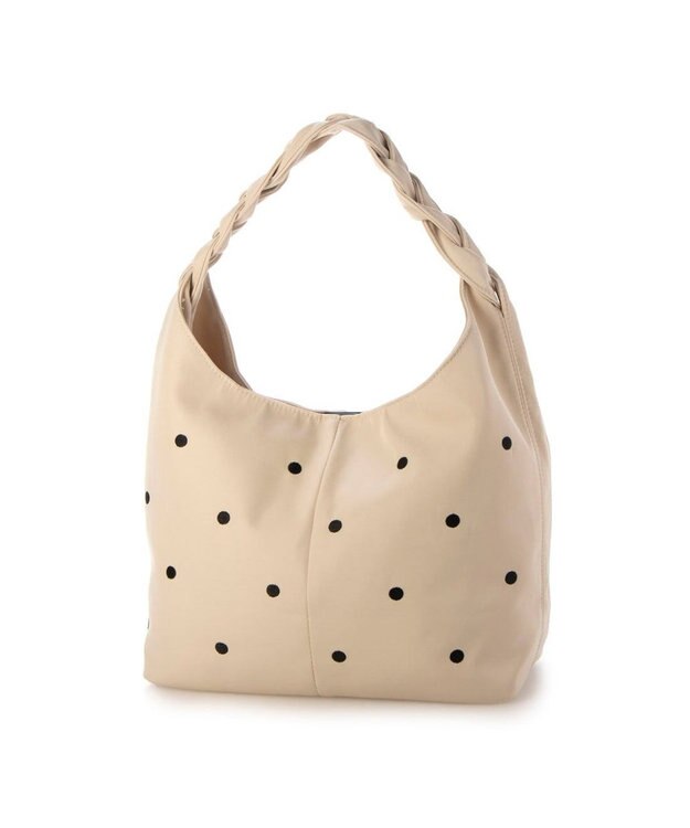 UNBILLION カシュカシュ cachecache / 三つ編みハンドルドット刺繍トート アイボリー