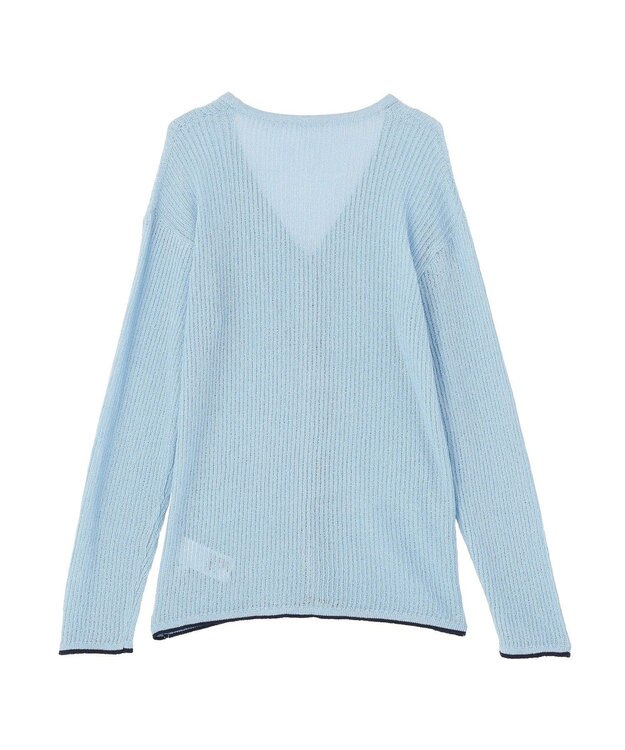 earth music&ecology バイカラーハリヌキカーディガン Light Blue