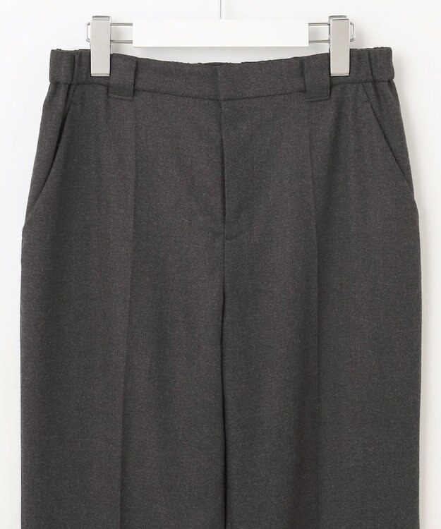 自由区 【洗える】ウォッシャブルハイカウントフラノ ストレートパンツ グレー系