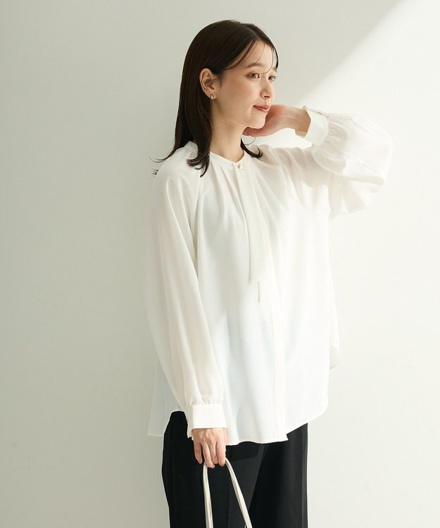 Green Parks Ｏ．２ｗａｙボウタイブラウス Ecru