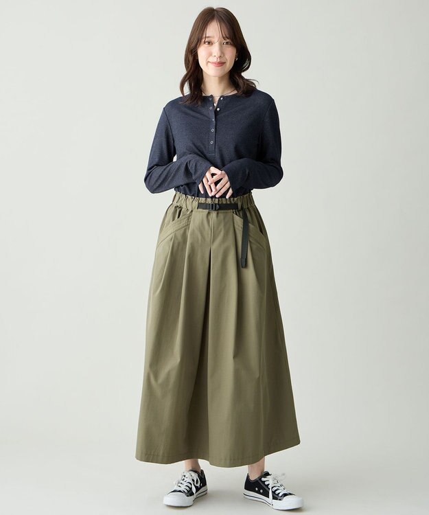 ANY クリアラメフライスヘンリーネックプルオーバー ネイビー