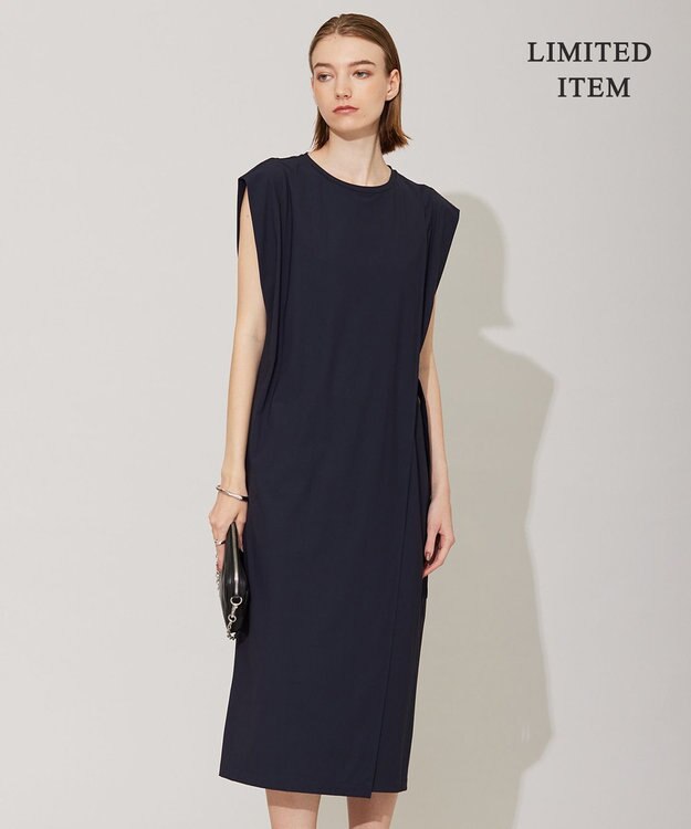 ICB 【接触冷感・UVカット・速乾・洗える】マットスキューバ ストレートワンピース ネイビー系