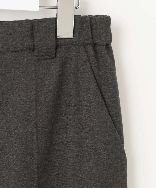 自由区 【洗える】ウォッシャブルハイカウントフラノ ストレートパンツ グレー系