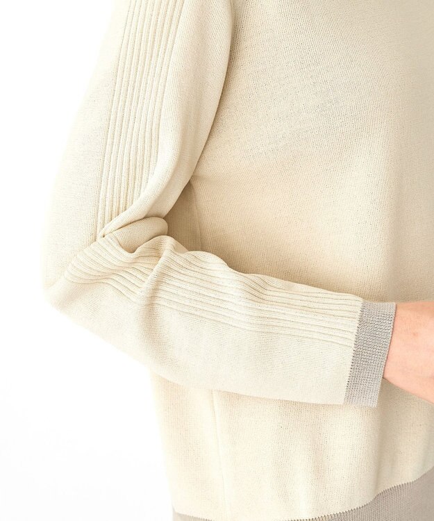 Tiaclasse 【新色追加・洗える】配色スリットニット ライトベージュ