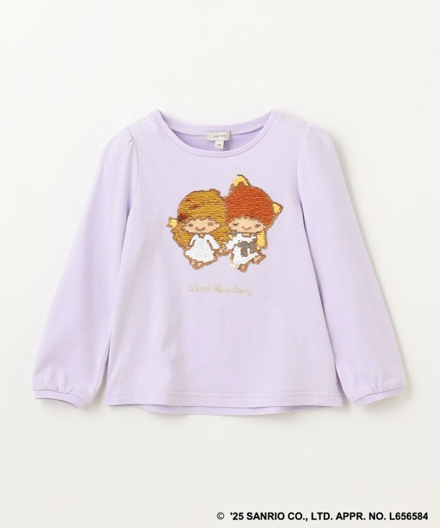 ANY KIDS 【any FAM× リトルツインスターズ 】キキ&ララ ミラクルスパンコール長袖Tシャツ ラベンダー