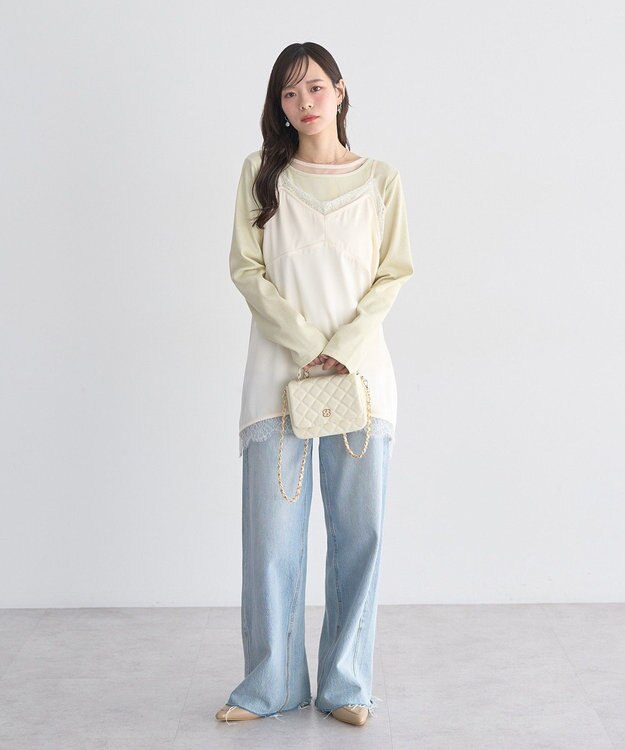 earth music&ecology レイヤード風テレコプルオーバー Yellow