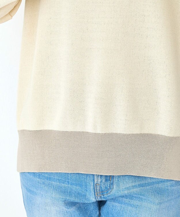 Tiaclasse 【新色追加・洗える】配色スリットニット ライトベージュ