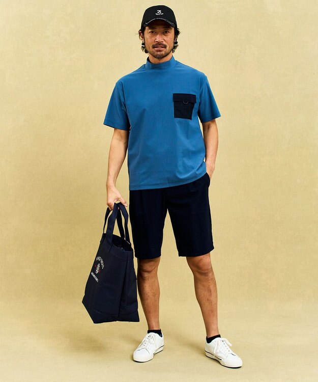 23区GOLF 【MEN】機能に優れた新素材「AIR TOOL」ポケットモックネック サックスブルー系