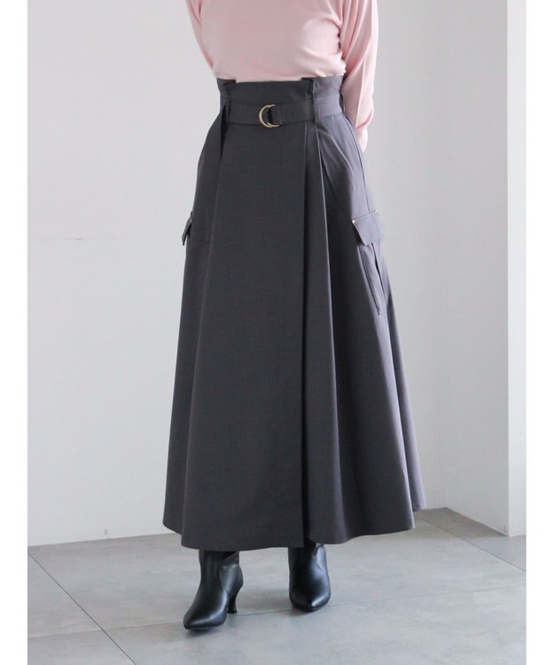 Te chichi カーゴフレアスカート チャコールグレー