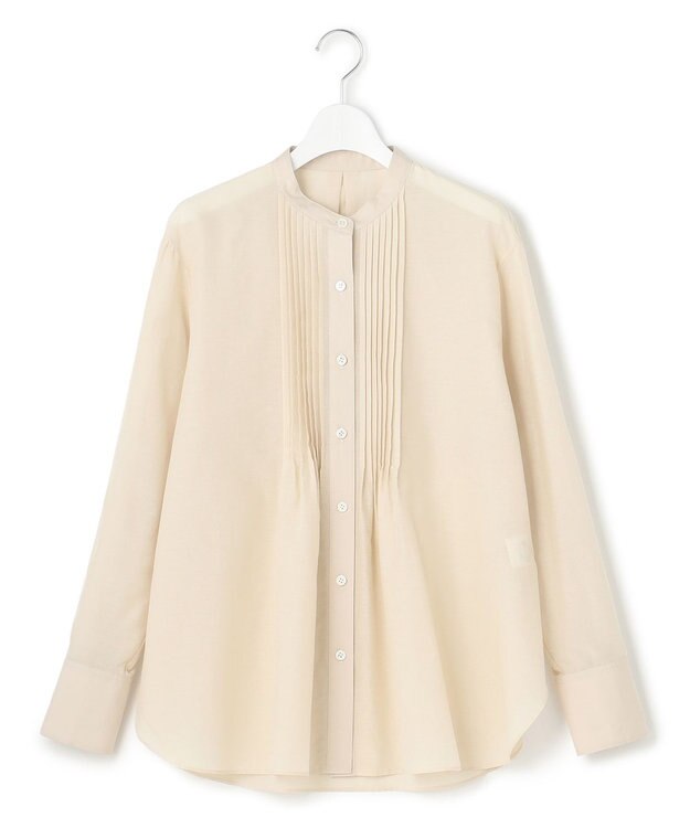 23区 【洗える】コットンシルクローン バンドカラー ブラウス ベージュ系