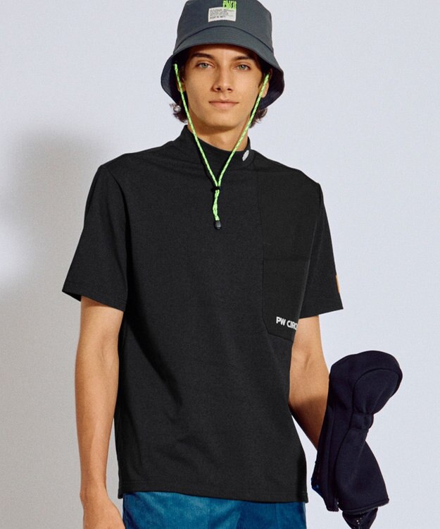 PW CIRCULUS 【吸水速乾 / UV遮蔽率99.5% UVカット / ストレッチ】【MEN】ポケットモックT ゴルフ ブラック系