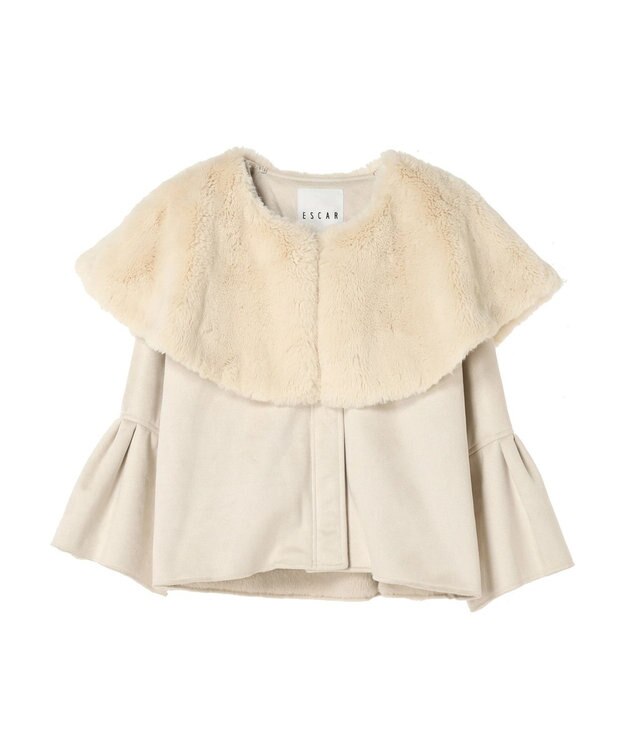 Green Parks ■ＥＳＣＡＲ　フラッフィーケープ付ショートコート Ivory