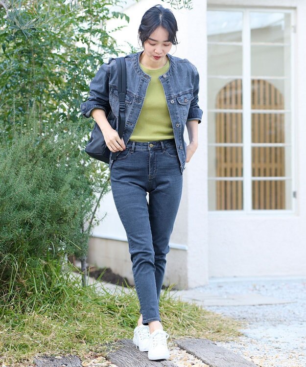 ANY L 【美脚見え/お腹周りスッキリ】スタイルアップスキニー サックスブルー系