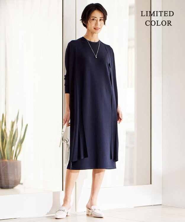 ICB 【WEB限定カラーあり・接触冷感・UVケア・洗える】 シンセティックハイゲージ ワンピース ネイビー系［WEB限定］