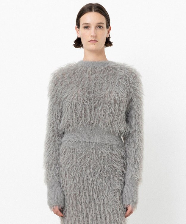 NAVE 【ReNAVE・洗える】メルティーシャギーニット プルオーバー ライトグレー系