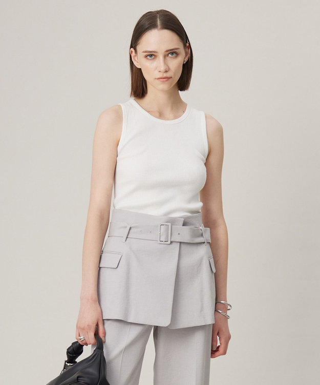 ICB 【洗える】オーガニックリブタンク カットソー オフホワイト系