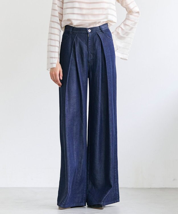 BEIGE， FRANKLIN / ドレープタックワイドパンツ Indigo