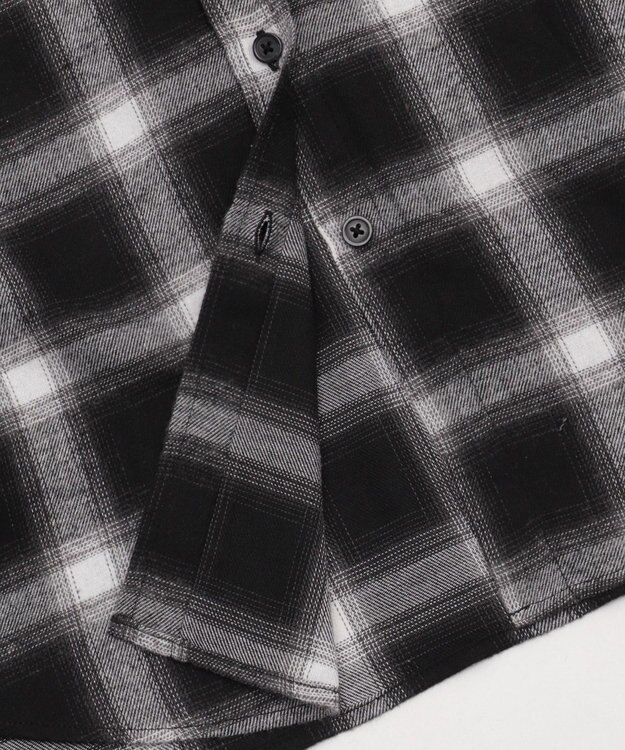 WEGO 【25年秋冬新作】チェックフードBIGネルシャツ ブラック