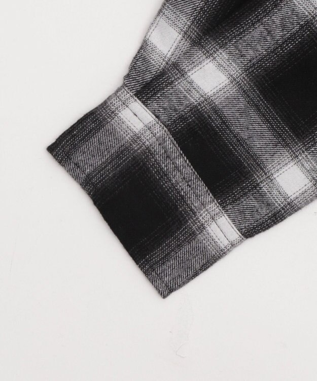 WEGO 【25年秋冬新作】チェックフードBIGネルシャツ ブラック