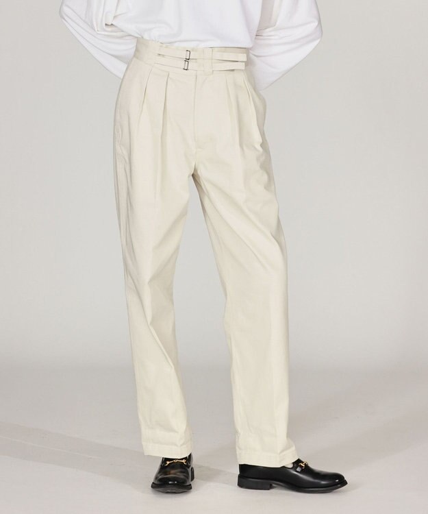 LENO DOUBLE BELTED GURKHA TROUSERS 《UNISEX》 ダブルベルトグルカパンツ IVORY