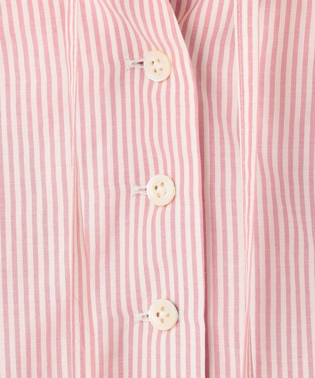 J.PRESS LADIES 【洗える】コットンアセVis ストライプ ギャザー ブラウス オレンジ系1