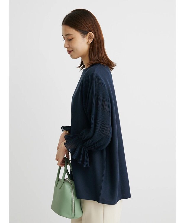 Green Parks マジョリカドッキング７分袖プルオーバー Navy