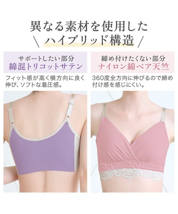 BRADELIS New York 【BRADELIS NewYork peace】綿混ストレッチハイブリッドハートカップブラ25 ブラデリス 吸汗 速乾機能 補正 ブラジャー グレージュ