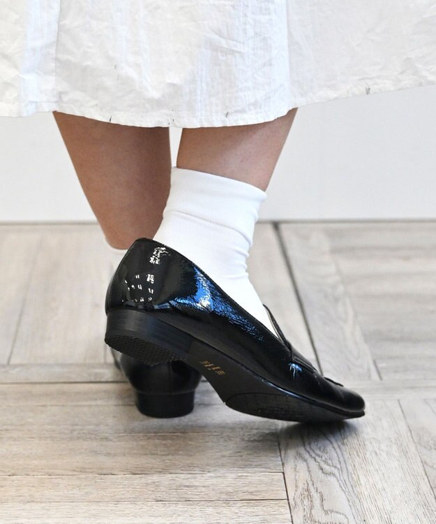 Pointer 日本製 本革シンプルローファー ブラック(シワエナメル)