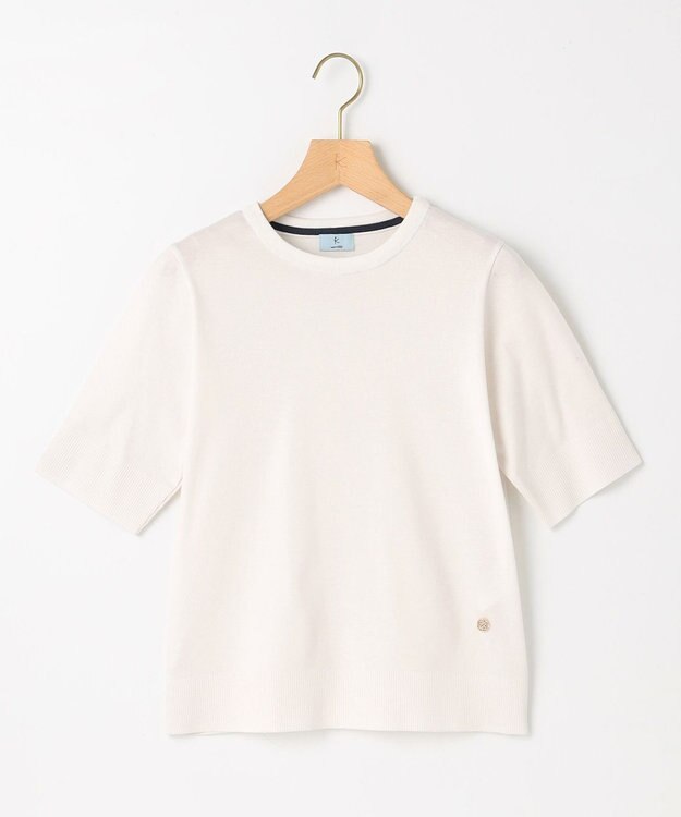 組曲 L 【WEB限定】セーターマシーン 半袖ニットTシャツ アイボリー系