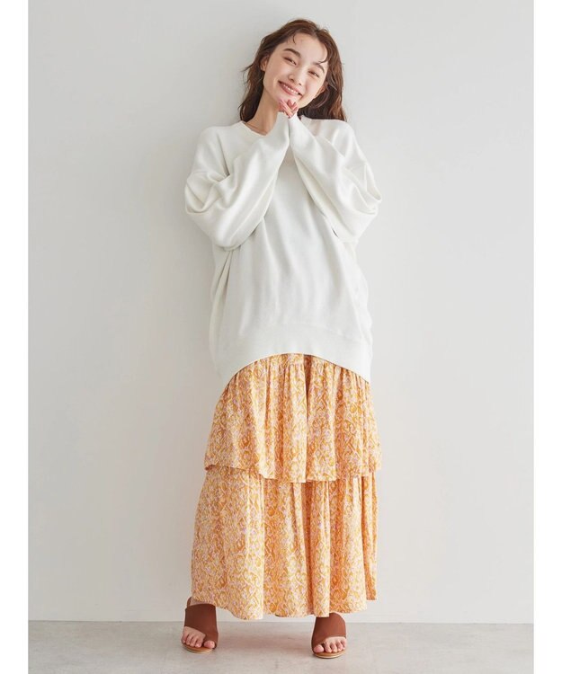 AMERICAN HOLIC ティアードエスニックプリントスカート Orange