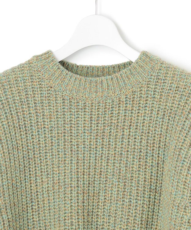 23区 L ウールバルキーカラーミックス ニット グリーン系