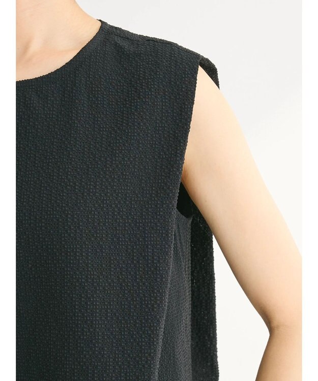 Green Parks 異素材レイヤードノースリーブブラウス Black