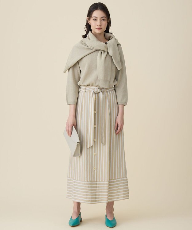 自由区 L ペーパーコットンニット カーディガン ベージュ