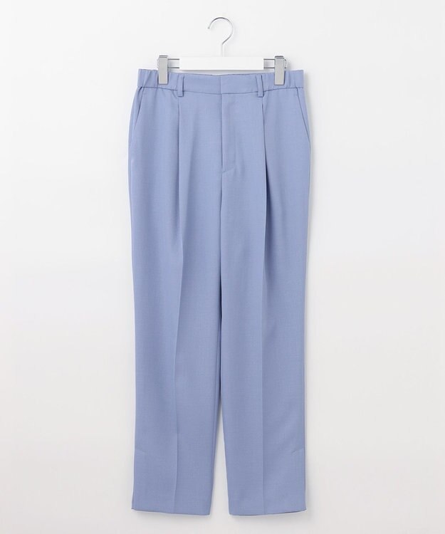 自由区 【接触冷感・速乾・UVケア・撥水・防シワ・XSサイズあり】リネンライクツィルテーパード パンツ ダルブルー系