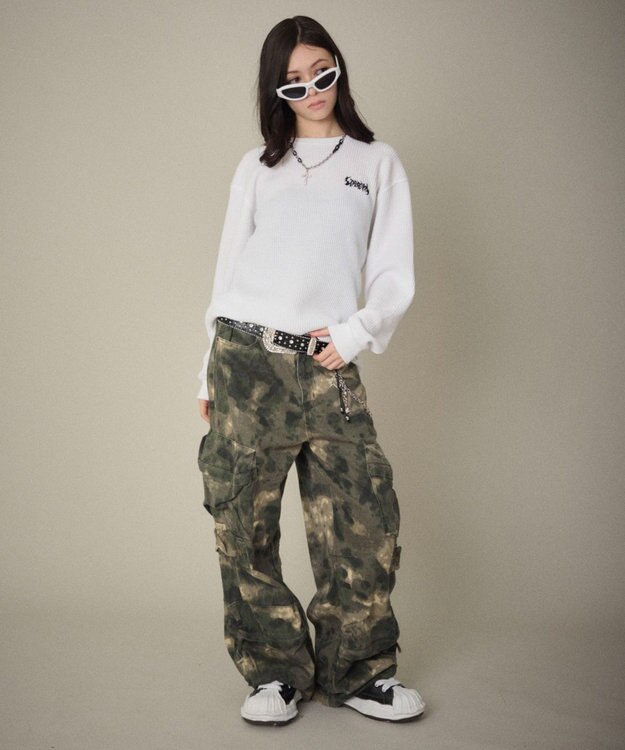 WEGO 【ユニセックス着用ITEM】ワッフルロゴT（長袖） ホワイト