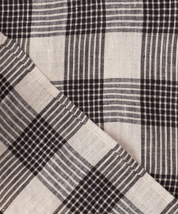 J.PRESS LADIES 【洗える】フレンチリネン チェック ブラウス ブラック×ベージュチェック系3